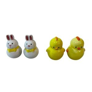 Bunny and Chick Salt and Pepper Shakers Lot 2.5 “ Tall Easter Decor